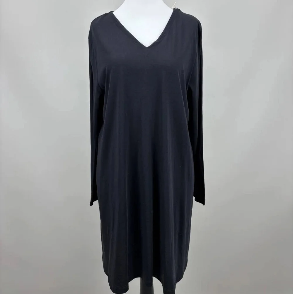 Gudrun Sjoden Soft Black Jersey Midi Dress M - Picture 2 of 5